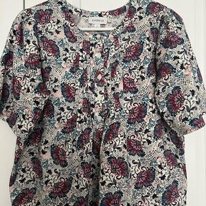 Evereve Cream Boxy Blouse with Peter Pan Collar
